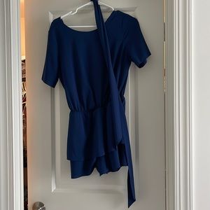 Navy Blue Romper peplum style with tie waist size M